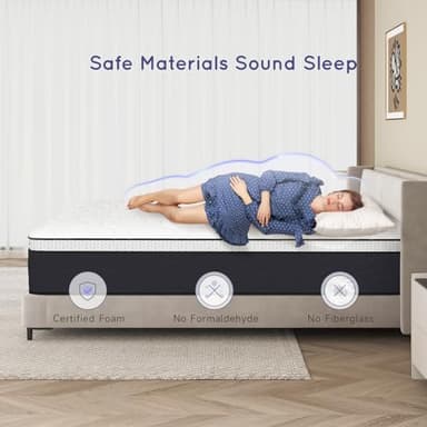 Z-hom King Mattress 14 Inch, Hybrid Spring Mattress in a Box, Foam Innerspring with Motion Isolation & Pressure Relief for King Bed Frames, Medium Soft, White Grey - Image 4