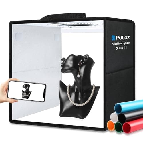 PULUZ Light Box Photography, 12"x12" Professional Dimmable Shooting Tent Kit with CRI >95 White Lighting 120 LEDs Lights + 6 Photo Backdrops for Product Display - Image 1