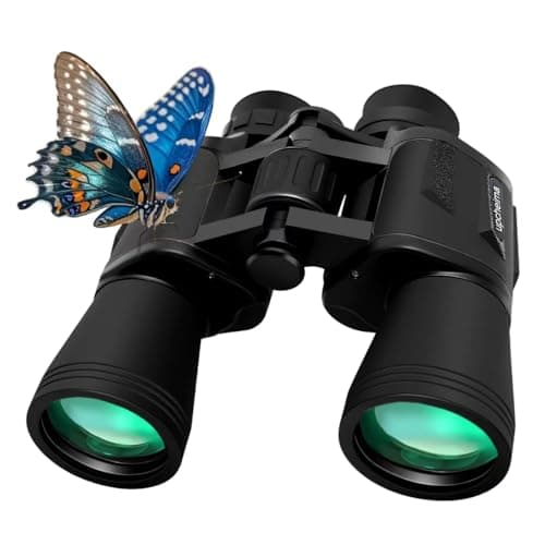 Upcheirna 20x50 High Power Binoculars with Focus Adjustment &Lens Protection for Long-Distance Viewing, Low Light Night Vision, Lightweight & Portable HD for Adults, Bird Watching,Hunting (Black)