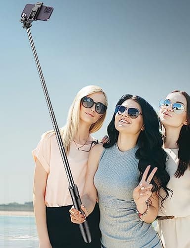71" Phone Tripod & Selfie Stick, All in One Extendable Cell Phone Tripod with Wireless Remote, Tripods Stand for iPhone & Travel Selfie Stick 360° Rotation Compatible with iPhone Android, Camera - Image 8