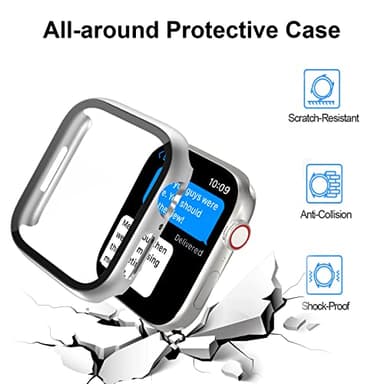 Haojavo 5 Pack Case with Tempered Glass Screen Protector for Apple Watch Series 9 8 7 45mm, PC Hard Ultra-Thin Slim Fit Scratch Resistant Bumper Protective Cover for iWatch S9 S8 S7 45mm Accessories - Image 3