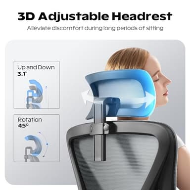 Ergonomic Office Chair, Home Office Desk Chair with Headrest, High Back Mesh Chair with Flip-up Armrests, Comfy Desk Chair with Lumbar Support, Rolling Swivel Task Chair for Office - Image 4