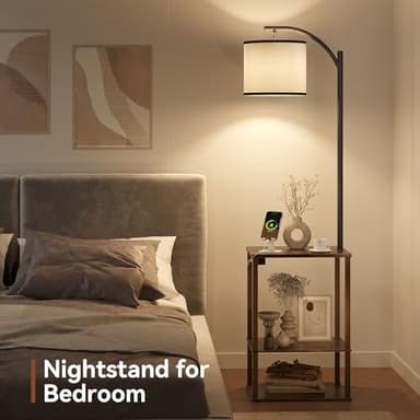 SUNMORY Floor Lamp with Table, End Table for Living Room with Lamp, Shelves Side Table with Charging Station(USB & AC Port), 3 Color Temperature LED Bulb, Modern Nightstand Lamp for Bedroom, Office - Image 9