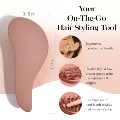 Kitsch Detangler Brush – Gentle Curly Hair Brush with Flexible Bristles for All Hair Types - Wet or Dry | Detangling Hair Brushes for Women & Men, Adults & Kids - Terracotta - Image 2