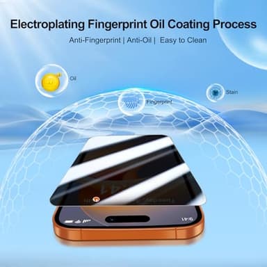 QHOHQ [1-Second Auto-Install] 3 Pack Privacy Screen Protector for iPhone 17 Pro Max [6.9 Inch] + 1 Set Camera Lens Protector, 25° Anti Spy Tempered Glass, [Military Grade Shatterproof], Case Friendly - Image 7