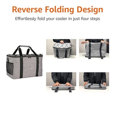Amazon Basics Soft Insulated Cooler Bag, 50 Can Capacity, Gray - Image 4