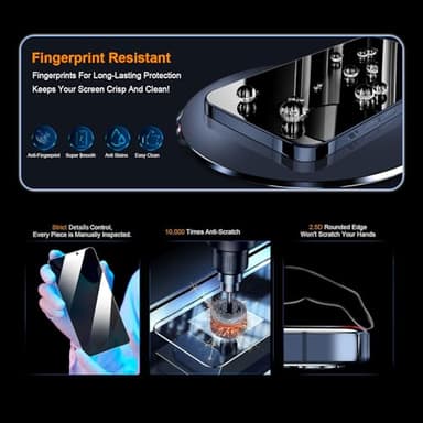 OneFish Privacy Screen Protector for iphone 15 Pro Max, Anti-Spy Tempered Glass Private, Edge Protection Screen Protector with Installation Frame, 9H Glass Scratch Resistant, 2Pack - Image 7