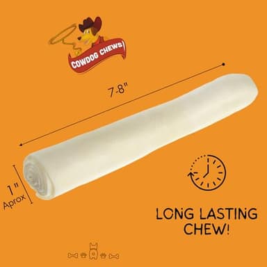 Cowdog Chews Beefhide Roll (7-8 inch) Long Lasting Dog Treat Bone, Great for Dental Health and Aggressive Chewers (40 Count) - Image 2