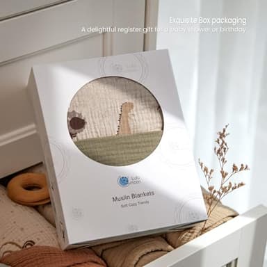 lulumoon Muslin Baby Blanket - Cotton Quilt Blankets for Toddlers - Reversible Nursery Crib Blanket for Baby Boys and Girls 47"x47"(Olive Dinosaur) - Image 5