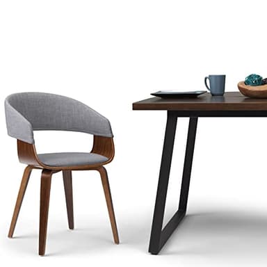 SIMPLIHOME Lowell Dining Chairs - Upholstered Walnut Finish Bentwood Frame and Linen-Style Fabric Kitchen Chair in Light Grey, Modern Dining Room Seating with Curved Back and Padded Seat - Image 3