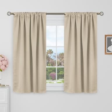 BGment Blackout Curtains 40 Inch Length for Cafe - 38 x 40 Inch Short Window Curtains Rod Pocket and Back Tab Thermal Insulated Room Darkening Curtains for Kitchen Bathroom, 2 Panels, Champagne - Image 8