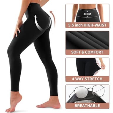 4 Pack Leggings for Women Butt Lift High Waisted Tummy Control No See-Through Yoga Pants Workout Running Leggings 08-assort14 - Image 5
