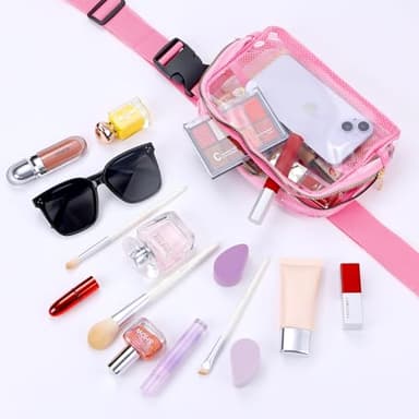 Clear Fanny Pack, Clear Bag Stadium Approved For Women, Waterproof Clear Belt Bag With Adjustable Strap Perfect for Music Festivals, Sports, Concerts And Outdoor Sport Events(Pink) - Image 2