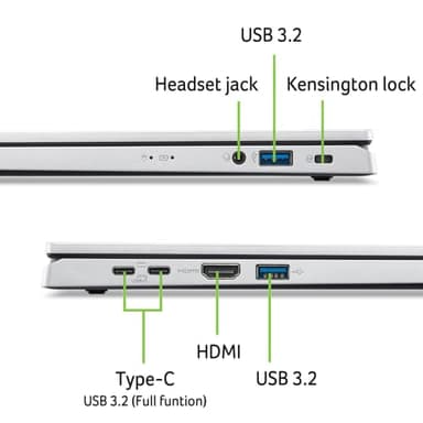 Acer Aspire 15 Slim Laptop AG15-32P-39R2 | 15.6" FHD (1920 x 1080) IPS Display | 8-Core Intel Core 3 N355 Processor | Intel Graphics | 8GB DDR5 RAM | 128GB HD | Wi-Fi 6 | Windows 11 Home - Image 2