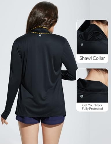 baleaf Women's Long Sleeve UPF 50+ Sun Protection Shirts Lightweight Open Front Cardigan with Pockets Beach Cover Up SPF Sun Wrap with Pockets Black L - Image 3