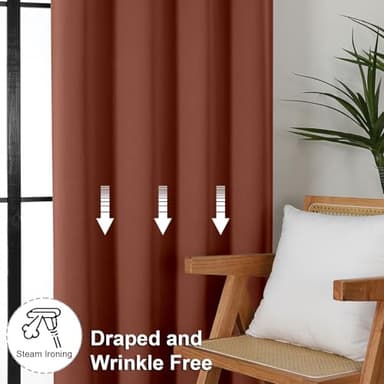 Simplebrand Ava Terracotta Blackout Curtains for Bedroom 84 Inch Length 2 Panels Set, Solid Thermal Insulated Privacy Living Room Window Treatment Curtains Blackout Drapes, W40 x L84 Inch, Terracotta - Image 7