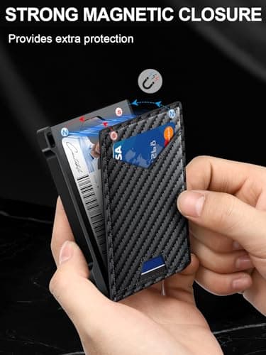 Wallet for Men RFID Wallet with 2 ID Windows & Money Clip, Slim Pop Up Card Holder for 10-12 Cards, Bifold Minimalist Smart Wallet for Front Pocket, Compact Metal Credit Card Holder, Gifts for Men - Image 4