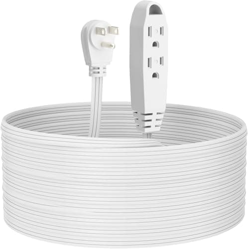 K KASONIC - 25 Feet 3 Outlet Extension Cord - Triple Wire Grounded Multi Outlet, UL Listed 16/3 SPT-3, 13 Amp - 125V - 1625 Watts (White) - Image 1