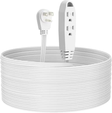 K KASONIC - 25 Feet 3 Outlet Extension Cord - Triple Wire Grounded Multi Outlet, UL Listed 16/3 SPT-3, 13 Amp - 125V - 1625 Watts (White) - Image 1