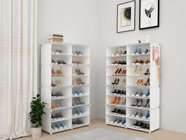 HOMICKER Shoe Storage,32 Pairs Shoe Rack Organizer for Closet Shoe Cabinet with Door Shoe Shelves for Closet,Entryway,Hallway,Bedroom - Image 2