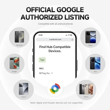 MiLi MiTag Bluetooth Tracker for Android, Smart Air Tracking Tag/Key Finder/Luggage Tracker/Item Locator for Google Find My Device (Find Hub) App, 4 Pack - Image 3