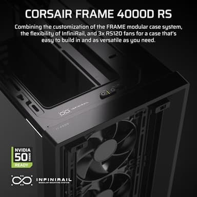 CORSAIR 4000D RS Frame Modular High Airflow Mid-Tower PC Case – 3X CORSAIR RS Fans – InfiniRail Fan Mounting System – Fits Multiple 360mm Radiators – Reverse Connector Motherboard Compatible – Black - Image 4