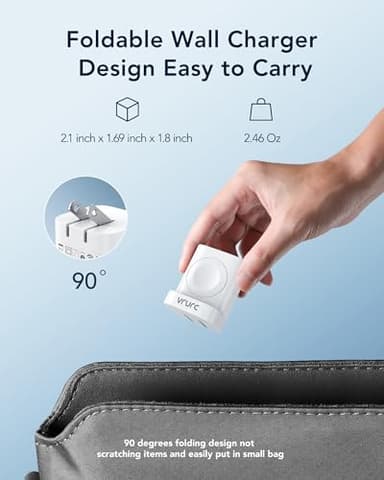 VRURC Charger for Apple Watch, USB C Wall Charging Block for iPhone, 20W Fast Charging,Foldable Plug Travel Charger Stand for iWatch Ultra/SE/10/9/8/7/6/5/4/3/,iPhone 16 15 14 13,Android-White - Image 4