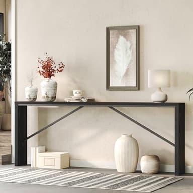 MAHANCRIS Console Table, 78.7" Long Sofa Table Behind Couch, Narrow Entryway Table, Farmhouse Dining Table with Angled Metal Frame, Industrial Console Table for Entryway, Black CTHB20801 - Image 9