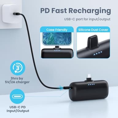 Swyop [2-Pack] Mini Portable Charger 5200mAh Power Bank, 3A PD USB C Cell Phone Portable Power, LCD Display Battery Pack Compatible with iPhone 15/15 plus/15 pro/15 pro Max/Android Phone/Samsung etc - Image 3