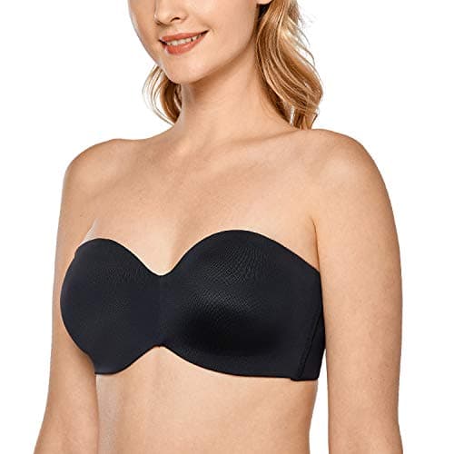 DELIMIRA Women's Strapless Bra Unlined Underwire Minimizer Plus Size Support Black 40DD - Image 1