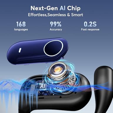 MOZC 168 Languages AI Translation Earbuds, Bluetooth 5.4 Headphones Translator, 4-in-1 Smart Mode Touch Screen Real-Time Earphones Fit iOS and Android Ideal for Travel Business Learning, Deep Blue - Image 5