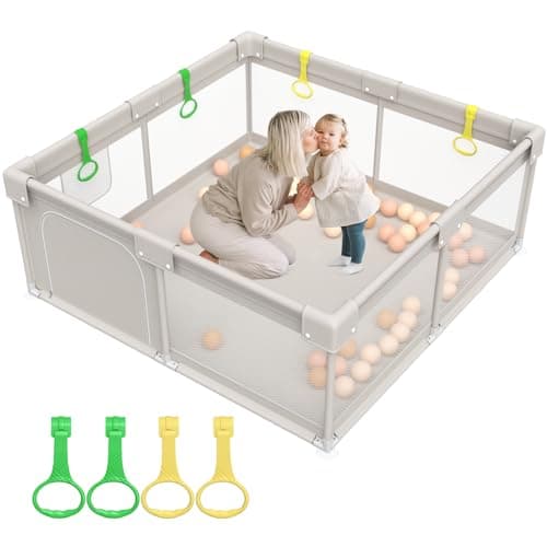 ZEEBABA Baby Playpen, Big Play Pen for Babies(59x59x27inch), Kids Safe Play Center for Babies and Toddlers, Baby Fence Gives Mommy a Break - Image 1