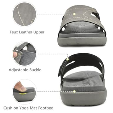 KuaiLu Womens Fashion Orthotic Slides Ladies Lightweight Athletic Yoga Mat Walking Sandals Slip On Thick Cushion Recovery Slippers Sandles Comfortable Plantar Fasciitis Arch Support Grey Size 8 - Image 4