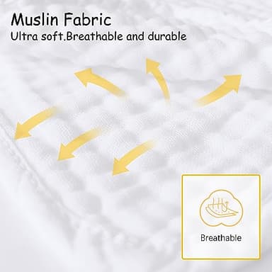 Lovely Care 12 Pack Muslin Burp Cloths 100% Cotton Muslin Cloths Large 20''x10'' Extra Soft and Absorbent Baby Burping Cloth - White - Image 7
