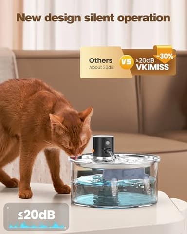Battery Operated Cat Water Fountain: Wireless Pet Fountain with Filter - 108oz/3.2L Cordless Cat Dispenser with Motion Sensor Rechargeable Automatic Drinking Fountains for Cats Indoor - Plastic Model - Image 7