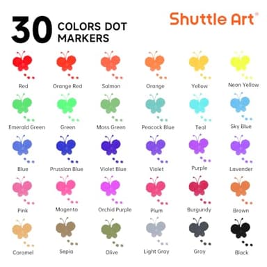 Shuttle Art Dot Markers, 30 Colors Washable for Toddlers with Free Activity Book, Bingo Daubers Supplies for Kids Preschool Children, Non Toxic Water-Based Dot Art Markers - Image 2