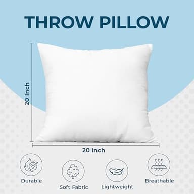 Utopia Bedding Throw Pillows (Set of 4, White), 20 x 20 Inches Pillows for Sofa, Bed and Couch Decorative Stuffer Pillow - Image 4