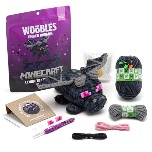 The Woobles Minecraft Crochet Kit – Beginner Crochet Kit for Adults & Kids, Easy Knitting Kit with Woobles Yarn, DIY Crafts, Crochet Animals, Minecraft Toys, Gift for Gamers & Crafters (Ender Dragon) - Image 1