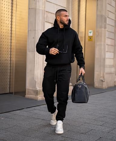 JMIERR Joggers for Men Casual Travel Pants with Pockets and Elastic Waistband, 2 Pack, 2XL, Black/Light Grey - Image 4