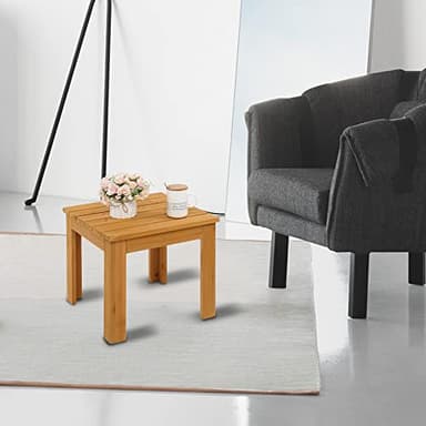 VINGLI Outdoor Adirondack Side Table W/Natural Finished, 18" Square Thick Wooden Coffee Table Top, Stable Large Weight Capacity Conversation End Table for Patio Backyard, Garden, Poolside and Balcony - Image 2