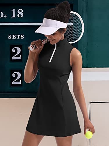 Tennis Dress for Women, Tennis Golf Dresses with Built in Shorts and Pockets for Sleeveless Workout Athletic Dresses Black - Image 5
