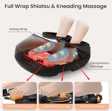COMFIER Foot Massager with Heat,Kneading,Vibration,Compression,Pause Function,Shiatsu feet Massager for Plantar Fasciitis Neuropathy, Gifts for Him/Her,Remote Control,Size 13 - Image 4