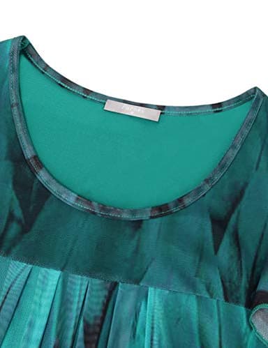 Furnex Womens Tunic Tops,Womens Blouses and Tops Dressy Casual Ruffle Sleeve Tunics for Women Loose Fit Pleated Front Mesh Blouse Short Sleeve Summer Tunic Tops for Leggings Plus Size Peacock Blue XL - Image 2