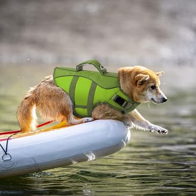 Petglad Dog Life Jacket, Reflective Dog Harness Life Vest with Rescue Handle for Swimming Boating, Adjustable High Buoyancy Flotation Swim Vest for Small Meium Large Dogs - Army Green, L - Image 4