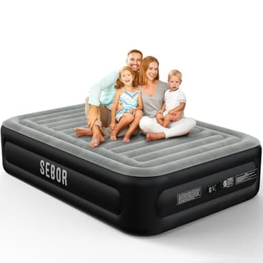 Sebor Air Mattress Queen with Built in Pump,18 inch Fast & Easy Inflation/Deflation Inflatable Mattress,Durable Blow Up Mattress for Home&Guests,Weight Capacity of up to 660 lb MAX - Image 1