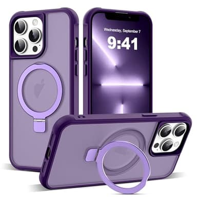SKYLMW Compatible with iPhone 13 Pro Case with Invisible Magnetic O-Ring Stand Military-Grade Translucent Case for iPhone 13 Pro 6.1" [Compatible with Mag-Safe][Great Grip Feeling], Purple - Image 1