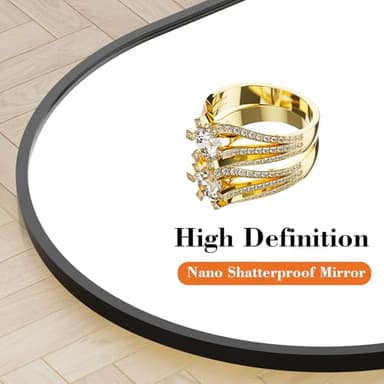 DUMOS Arched Full Length Mirror with Stand 64"x21" Floor Standing Aluminum Frame for Bedroom Body Hanging Leaning Modern Simple Home Decor Shatter-proorf Nano Glass Wall Living Room Cloakroom Black - Image 5