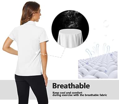 TACVASEN Womens Golf Shirts Short Sleeve Polos for Women Casual Work Shirts Quick Dry Athletic Shirts Summer Sun Shirts White - Image 6