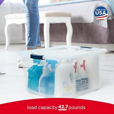 Rubbermaid Cleverstore 95 Qt Clear Storage Bins with Lids, 4-Pack, Stackable, BPA-Free, Made in USA - Image 5