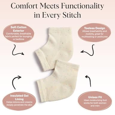 Kitsch Moisturizing Socks for Cracked Heel Treatment – Reusable Spa Socks for Women & Men with Insulated Gel Lining - Overnight Heel Socks for Dry Cracked Feet, Hydrating, Open-Toe Design - 1 Pair - Image 4